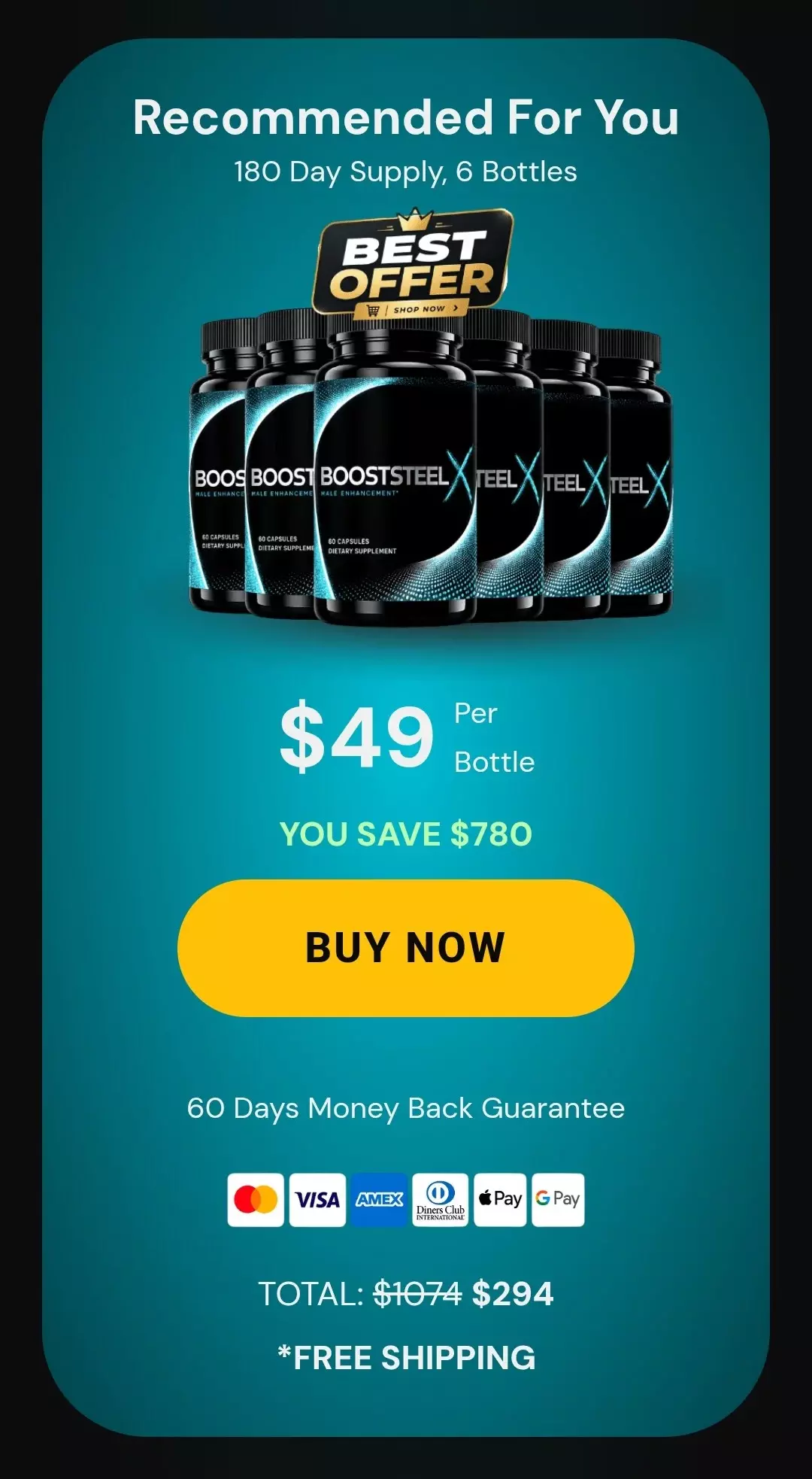 BoostSteelX® 6 bottles pricing